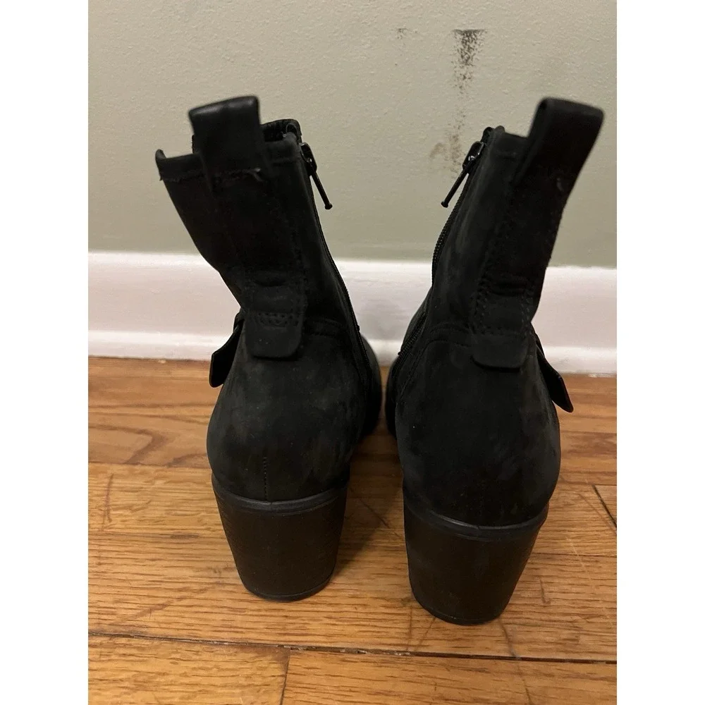 Ecco Leather Ankle Booties Heel Black Women EU 39 Buckle Fall